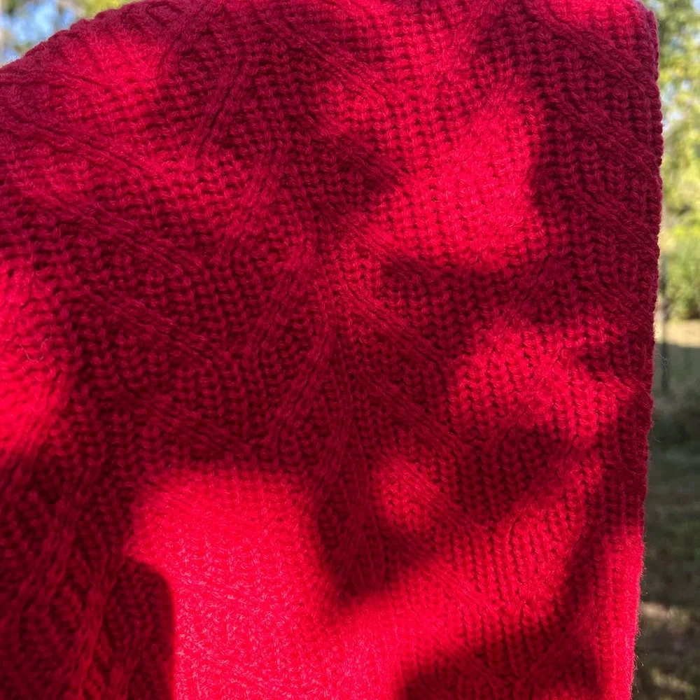 Piombo Red Cable Knit Crewneck Sweater - Picture 9 of 9